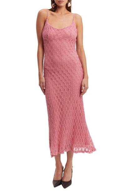 Bardot Adoni Floral Embroidered Mesh Slipdress In Lili Pink