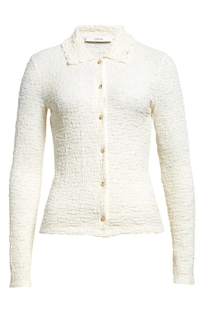 Vince Smocked Long Sleeve Shirt In Gesso