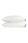 Matouk Ambrose Set Of 2 600 Thread Count Egyptian Cotton Pillowcases In Bone/hazy Blue