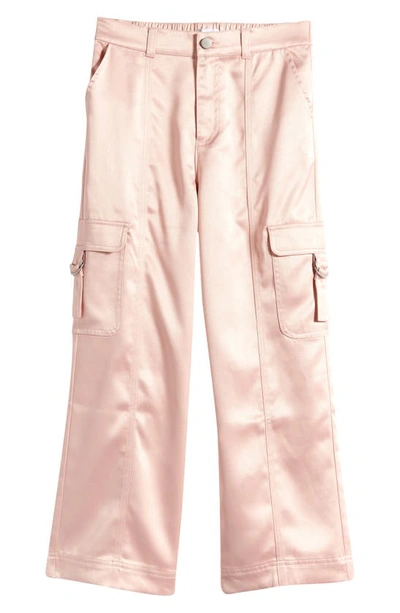 Love, Fire Kids' Satin Cargo Pants In Blush