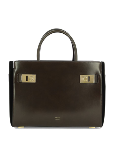 Ferragamo "tote Arch L" Handbag In Brown