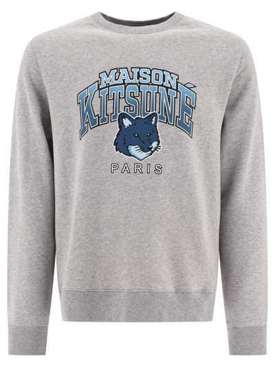 Maison Kitsuné "campus Fox" Sweatshirt In Grey