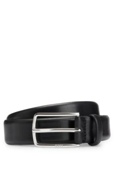 Hugo Boss Pin-buckle Belt In Vegetable-tanned Leather In Black