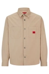 Hugo Boss Oversize-fit Shirt In Cotton Twill With Logo Label In Beige