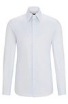 Hugo Boss Slim-fit Shirt In Cotton Dobby With Angled Cuffs In Light Blue