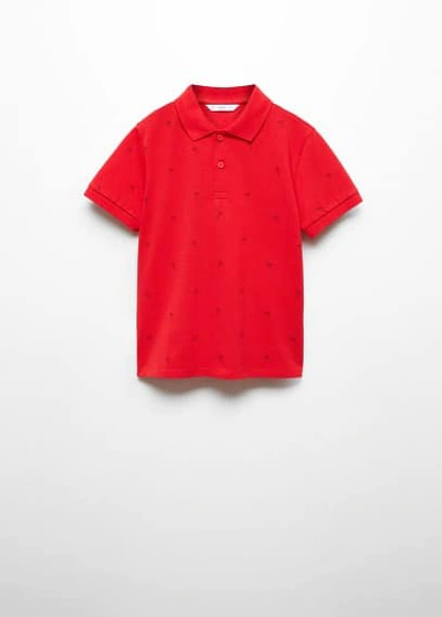 Mango Palm Print Polo Shirt Red In Rouge