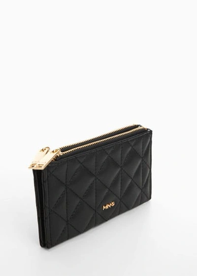 Mango Quilted Purse With Logo Black In Noir