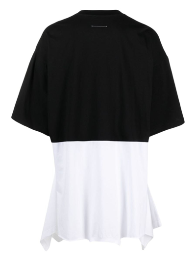 Mm6 Maison Margiela Colour-block Cotton Midi Dress In Black