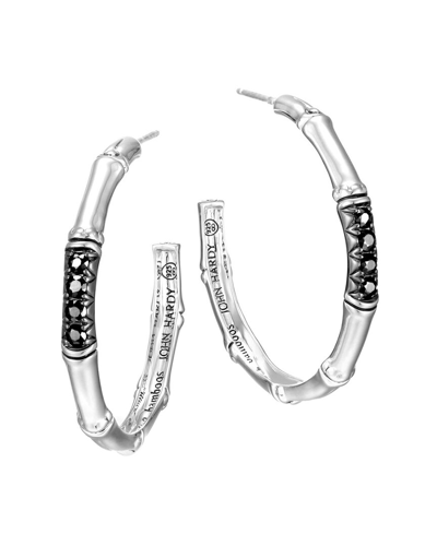 John Hardy Bamboo Silver Black Sapphire Medium Hoops