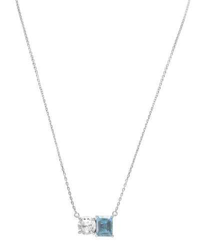 Suzy Levian Silver 5.00 Ct. Tw. Gemstone Toi Et Moi Necklace In Metallic