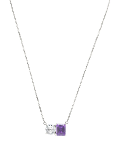 Suzy Levian Silver 5.00 Ct. Tw. Gemstone Toi Et Moi Necklace In Metallic