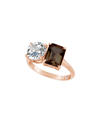 Suzy Levian Rose Gold Over Silver 5.00 Ct. Tw. Gemstone Toi Et Moi Ring In Rose Gold/brown