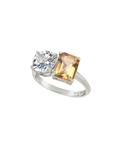 Suzy Levian Silver 5.00 Ct. Tw. Gemstone Toi Et Moi Ring In Metallic