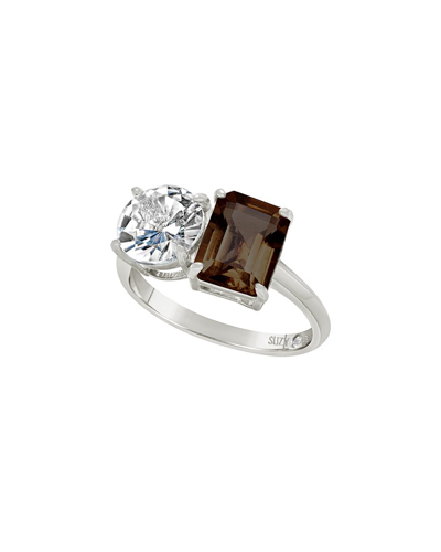 Suzy Levian Silver 5.00 Ct. Tw. Gemstone Toi Et Moi Ring In Metallic