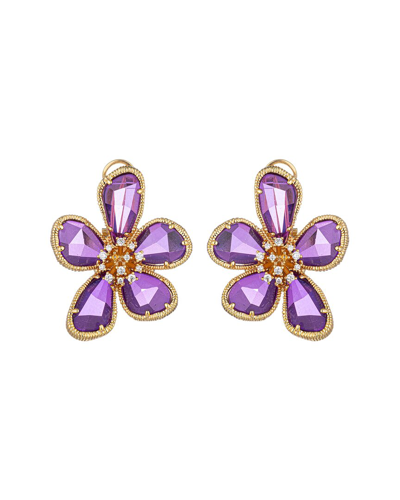 Eye Candy La Kolab Purple Flower Earrings In Multi