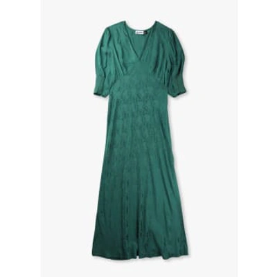 Rixo London Zadie Satin-jacquard Midi Dress In Green