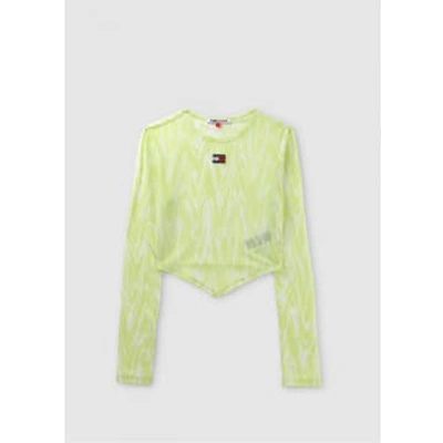 Tommy Hilfiger Womens Psychedelic Mesh Long Sleeve Top In Lime In Green