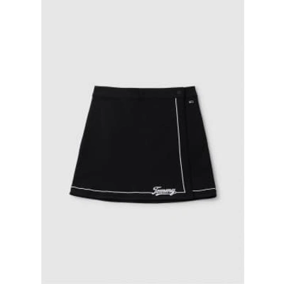 Tommy Hilfiger Womens Baseball Wrap Mini Skirt In Black