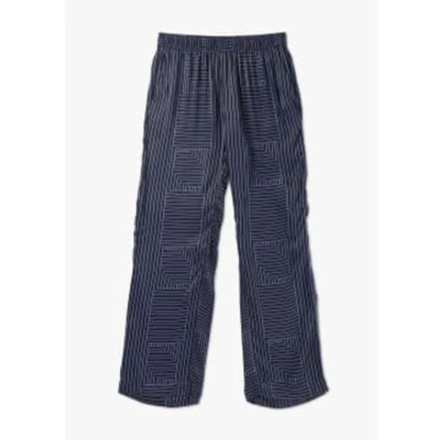 Levete Room Womens Dea Geometric Print Trousers In Dark Navy Combi In Blue