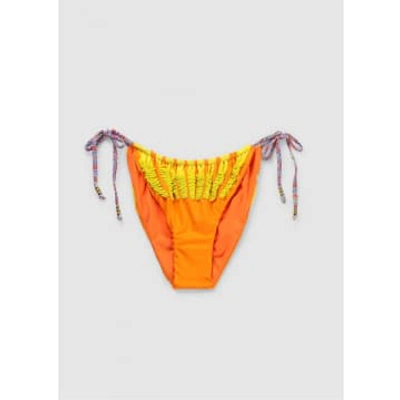 It's Now Cool Womens Sun Bead Tie Up Bikini Bottoms In Star Lit Beaded In Orange