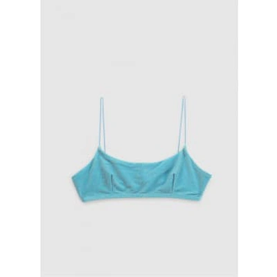 It's Now Cool Womens Lurex Bikini Crop Top In Turquoise Lurex In Blue