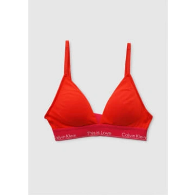 Calvin Klein Womens This Is Love Triangle Bra In Cherry Tomato In Red