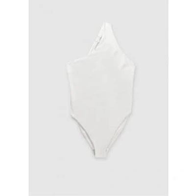 Calvin Klein Womens One Shoulder Swimsuit In Classic White