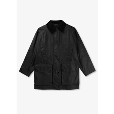 Belstaff Womens Tonal Festival Wax Longjacket In Black