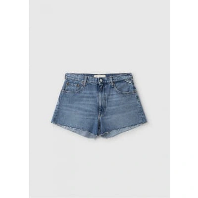 Replay Womens Rose Label Shorts In Light Blue