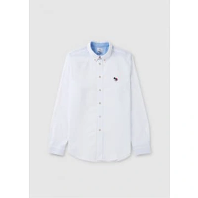 Paul Smith Mens Ls Tailored Fit Zebra Shirt In White