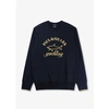 PAUL & SHARK MENS STRETCH COTTON SWEATSHIRT WITH LOGO EMBROIDERED IN NAVY