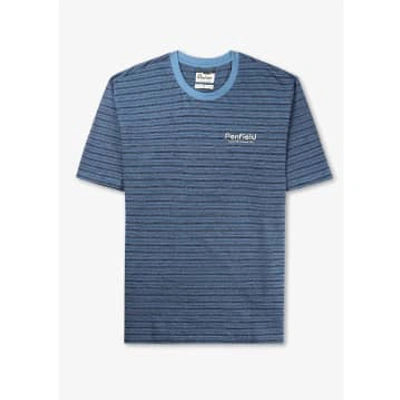 Penfield Mens Textured Strip T-shirt In Blue