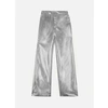 ANGE PITTY SILVER STRAIGHT-LEG TROUSERS IN IMITATION LEATHER