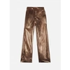 ANGE PITTY BRONZE STRAIGHT-LEG TROUSERS IN IMITATION LEATHER