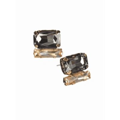 Hot Tomato Beguiling Baguette Cut Double Studs In Black