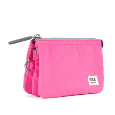 Roka London Purse Carnaby Small Recycled Repurposed Sustainable Taslon In Hot Pink