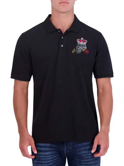 Robert Graham Arezzo Embroidered Short Sleeve Polo Shirt In Black