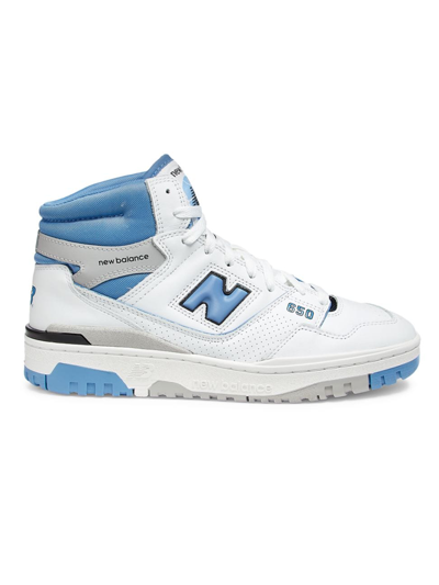 New Balance 650 Leather Hi-top Sneakers In White Blue Rain Cloud