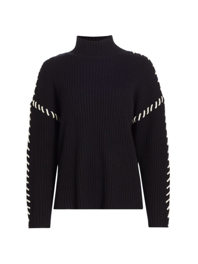 Rails Women's Liam Wool-blend Whipstitch Sweater In Black