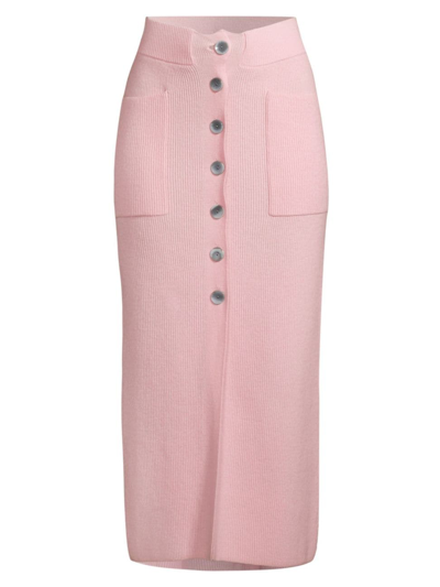 Emporio Armani Ribbed Wool-cashmere Midi Skirt In Light Pink