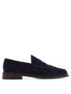 Tricker's Suede Loafers With Round Toe And Penny Strap In Black