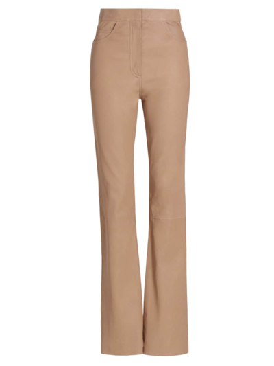 Remain Birger Christensen Women's Stretch Leather Flared Pants In Brown