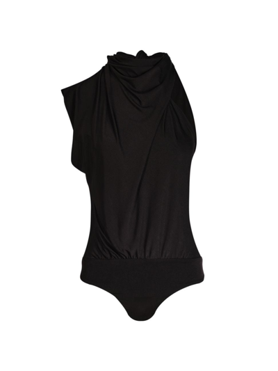 Johanna Ortiz Sereno Alba Gathered Jersey Bodysuit In Black