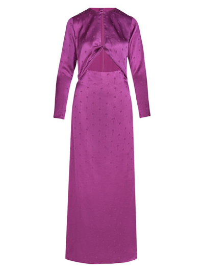 Johanna Ortiz Leona Valiente Silk Jacquard Maxi Dress In Purple