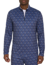 Robert Graham Iron Skull Classic Fit Quarter Zip Stand Collar Sweatshirt In Navy