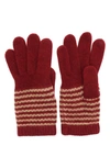 Portolano Cashmere Striped Gloves In Rum/ Heather Copper