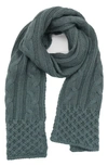 Portolano Chunky Cable Knit Scarf In Medium Heather Grey
