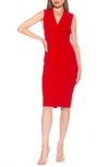 ALEXIA ADMOR CORA RUCHED ASYMMETRIC SHEATH DRESS