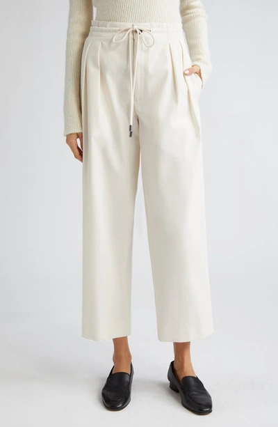 Maria Mcmanus Pleated Stretch Wool Drawstring Pants In Ivory