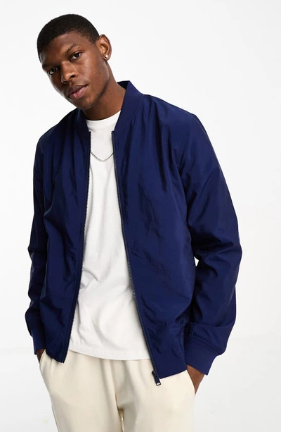 Asos Design Lightweight Bomber Jacket In Navy